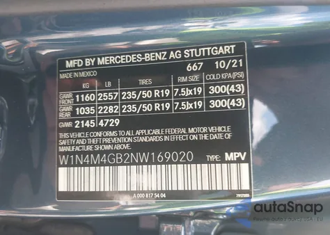 2022 Mercedes-Benz Glb 250 z USA, uszkodzony, nr VIN W1N4M4GB2NW169020